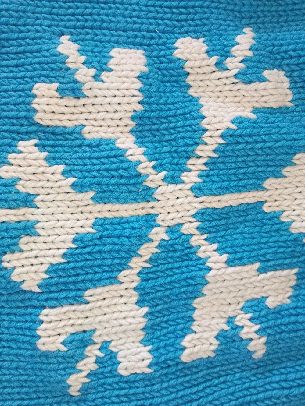 Turquoise Hooded Women’s Sweater with White Snowflake